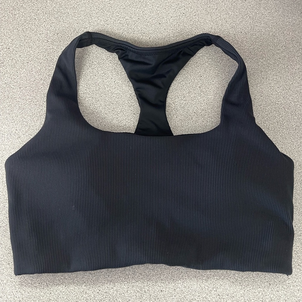 Aerie Black Racerback Sports Bra with Moisture-Wicking Fabric
